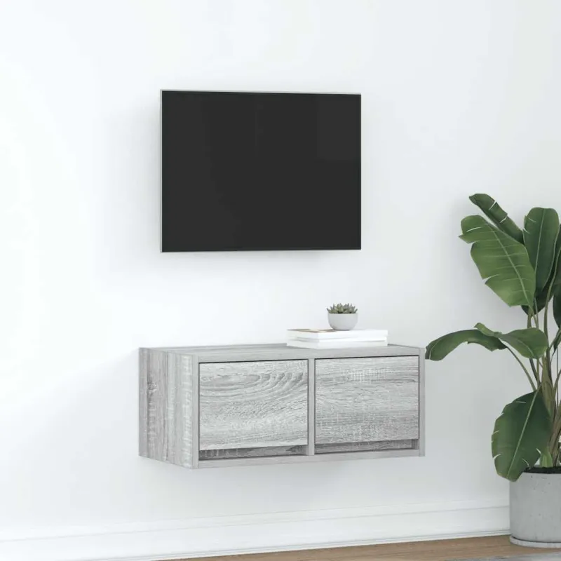 TV spintelė, pilka ąžuolo, 60x31x25,5 cm, apdirbta mediena