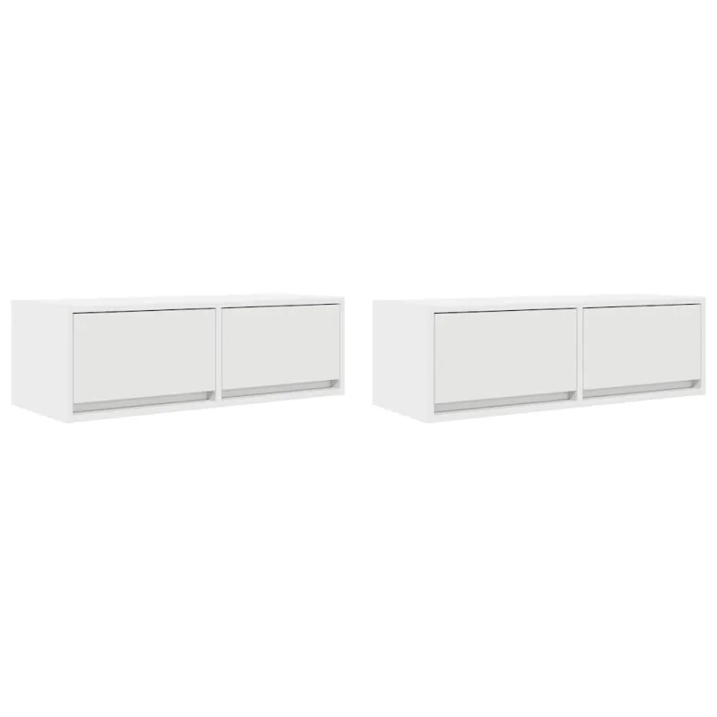 Televizoriaus spintelės, 2vnt., baltos, 80x31x25,5 cm, mediena