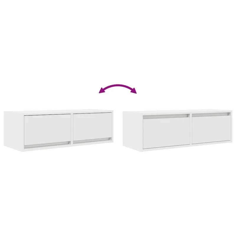 Televizoriaus spintelės, 2vnt., baltos, 80x31x25,5 cm, mediena