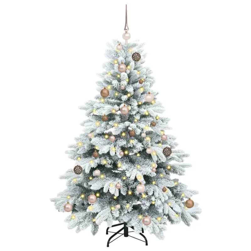 Dirbtinė Kalėdų eglutė su 150 LED Balta 150 cm PE ir PVC