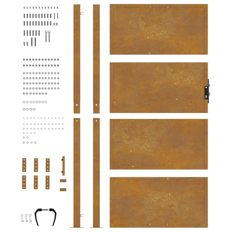 Sodo vartai, 100x175 cm, Corten plienas