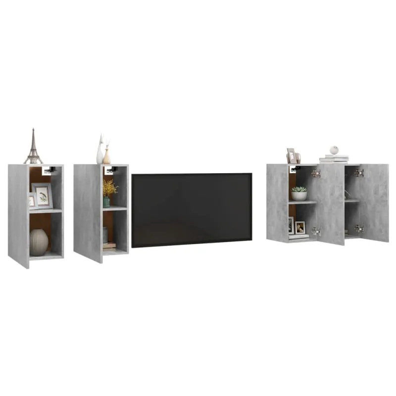Televizoriaus spintelės, 4vnt., pilkos, 30,5x30x60cm, MDP