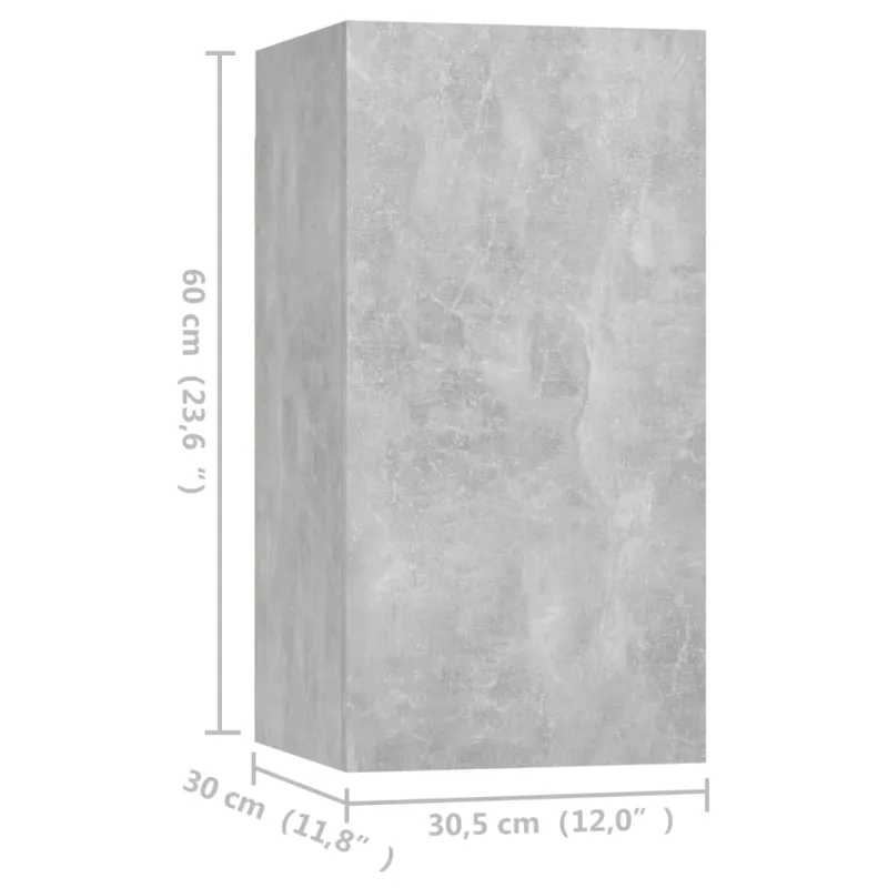 Televizoriaus spintelės, 4vnt., pilkos, 30,5x30x60cm, MDP