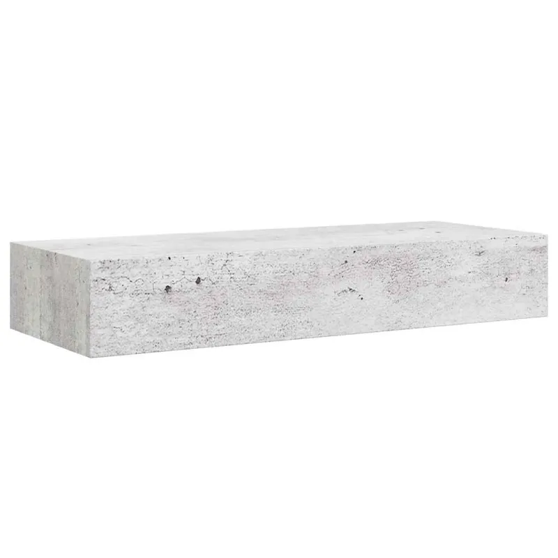 Sieninė lentyna su stalčiumi, betono pilka, 60x23,5x10cm, MDF