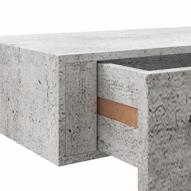 Sieninė lentyna su stalčiumi, betono pilka, 60x23,5x10cm, MDF