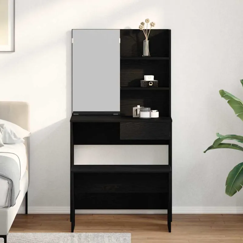 Tualetės rinkinys 2 pcs Juodas ąžuolas Apdirbta mediena
