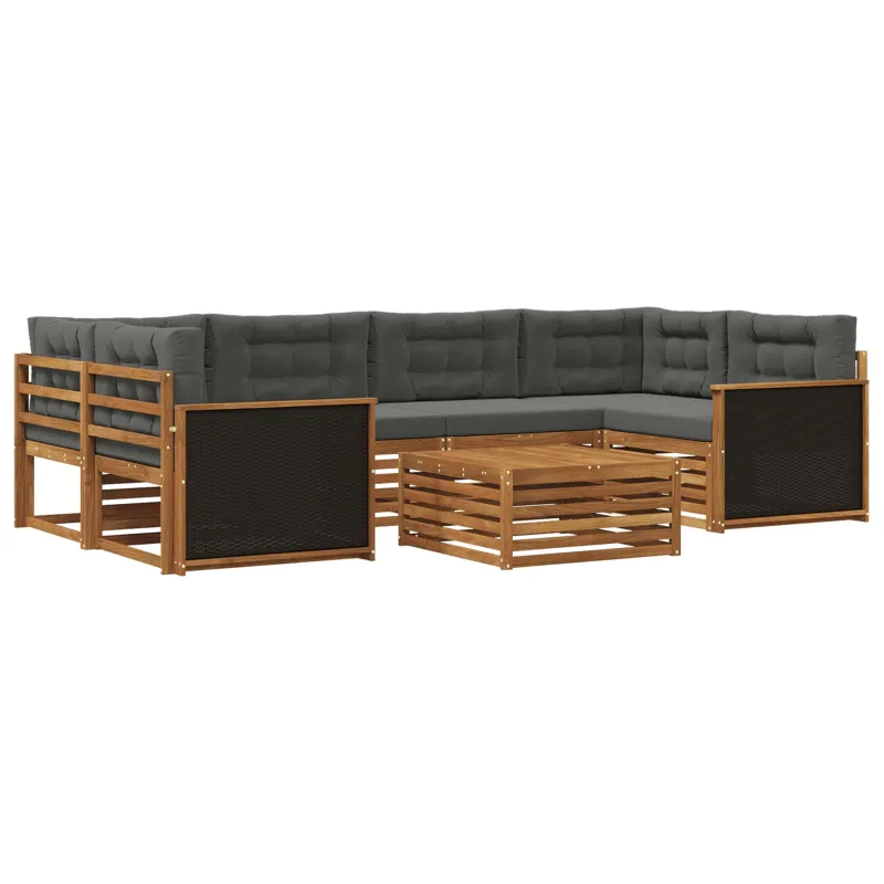 Lauko sofos komplektas su pagalve 7 pcs Natūralus ir antracitas