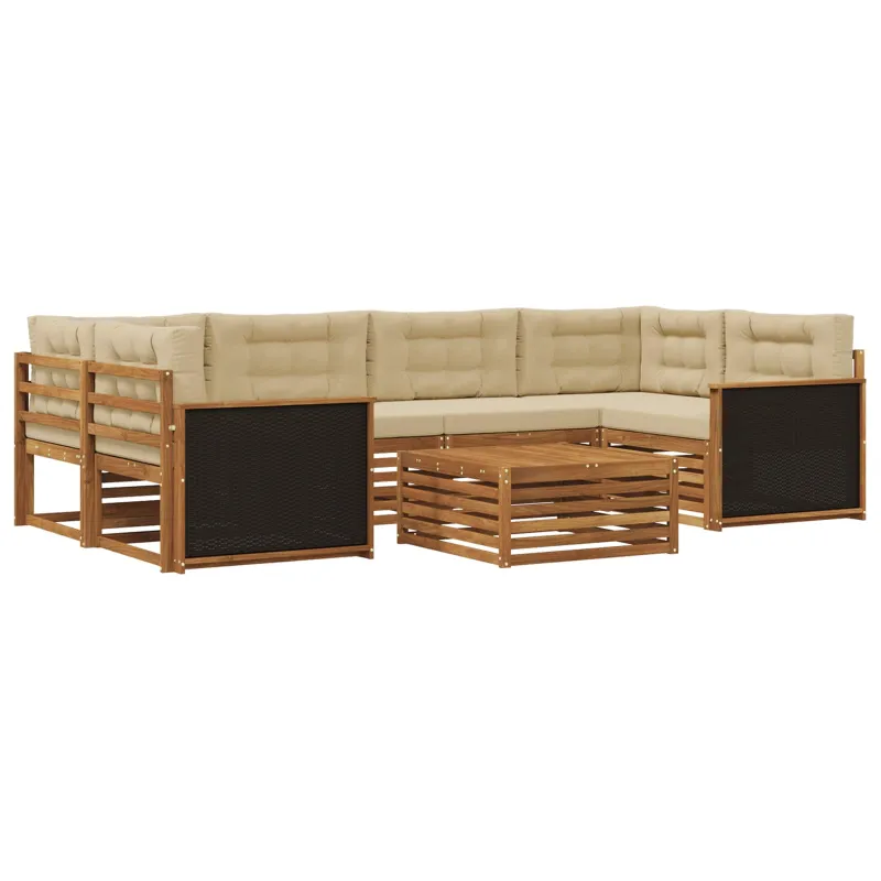 Lauko sofos komplektas 7 pcs Natūralus ir bežinis Poliesteris