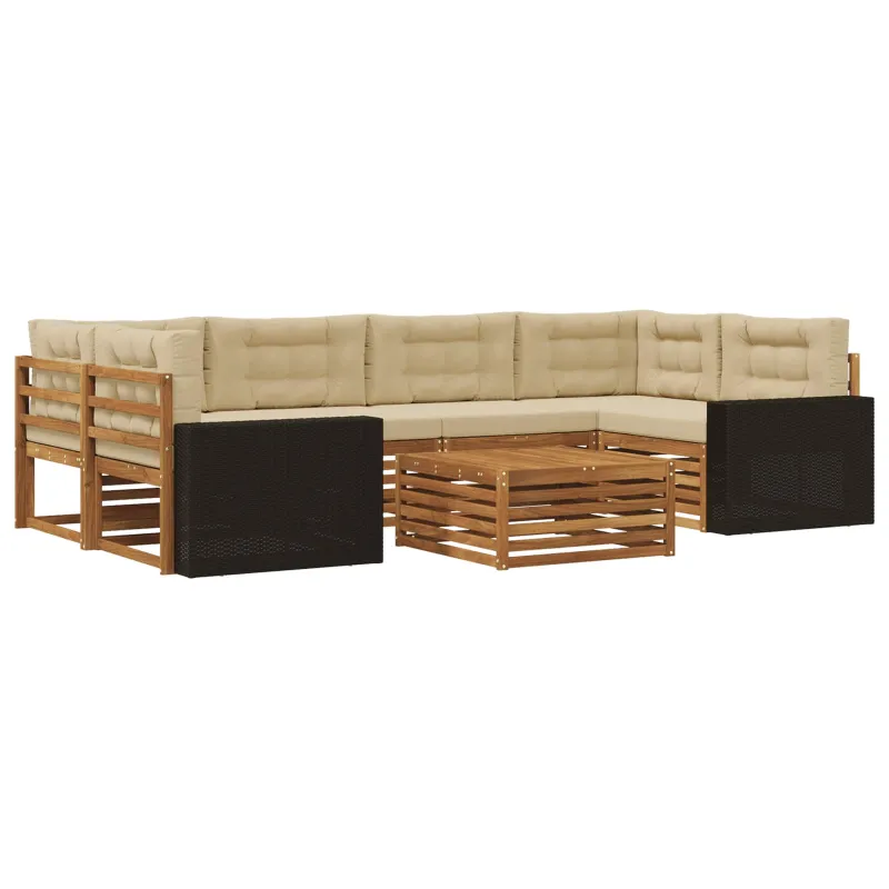 Lauko sofos komplektas 7 pcs Natūralus ir bežinis Poliesteris