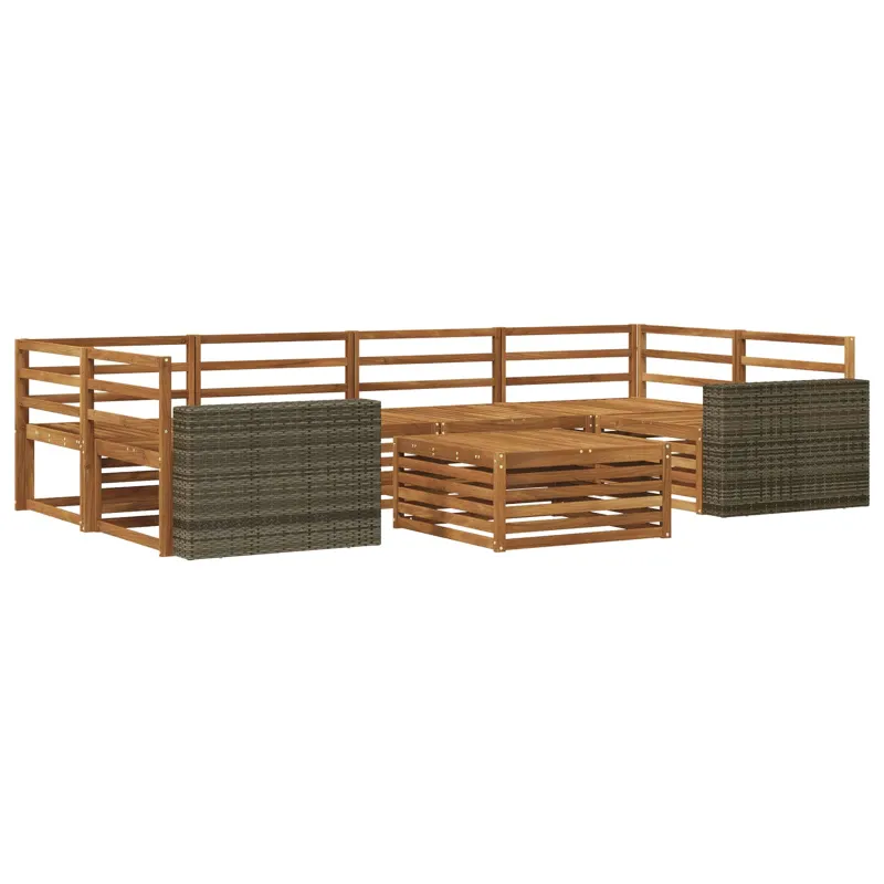 Lauko sofos komplektas 7 pcs Natūrali Kietos akacijos mediena