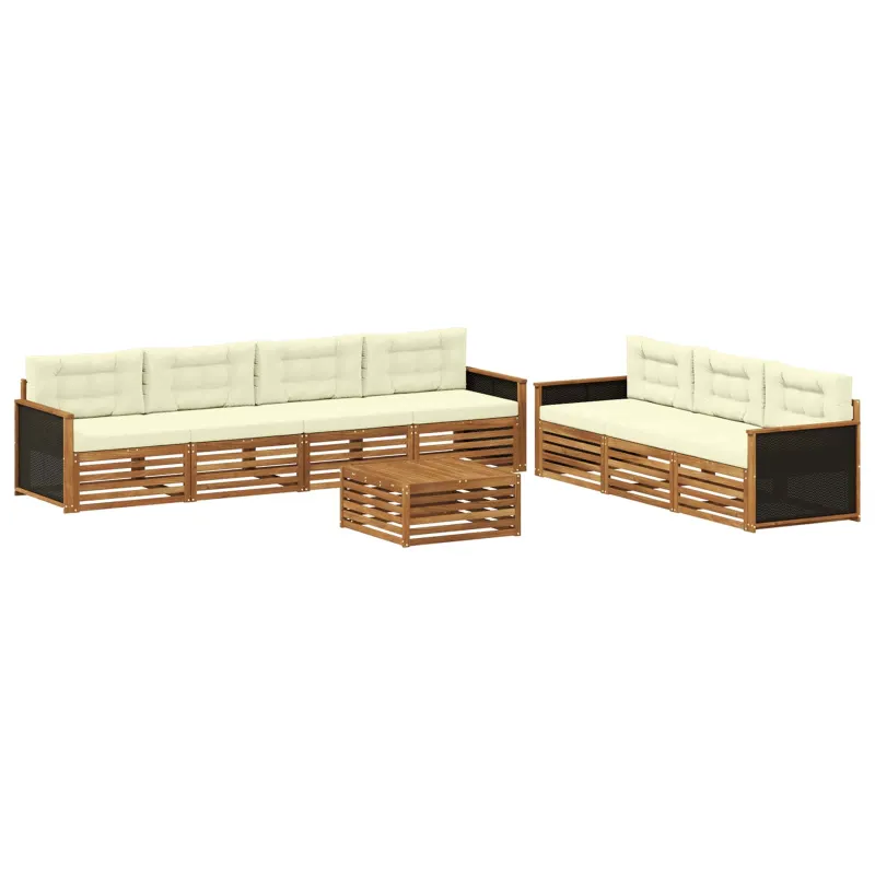 Lauko sofos komplektas 8 pcs Natūralus ir grietinėlė