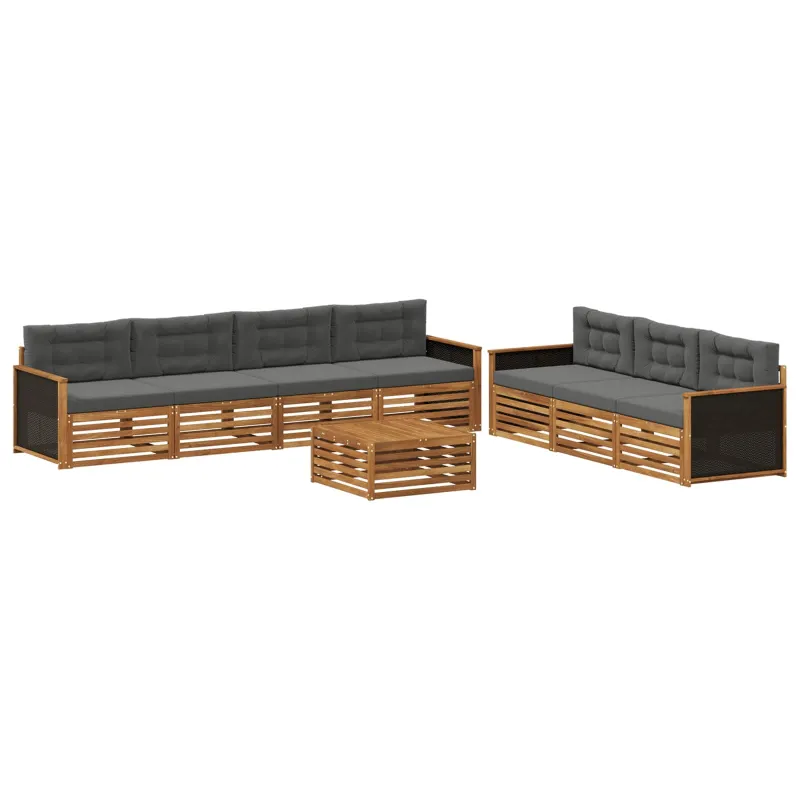 Lauko sofos komplektas 8 pcs Natūralus ir antracitas