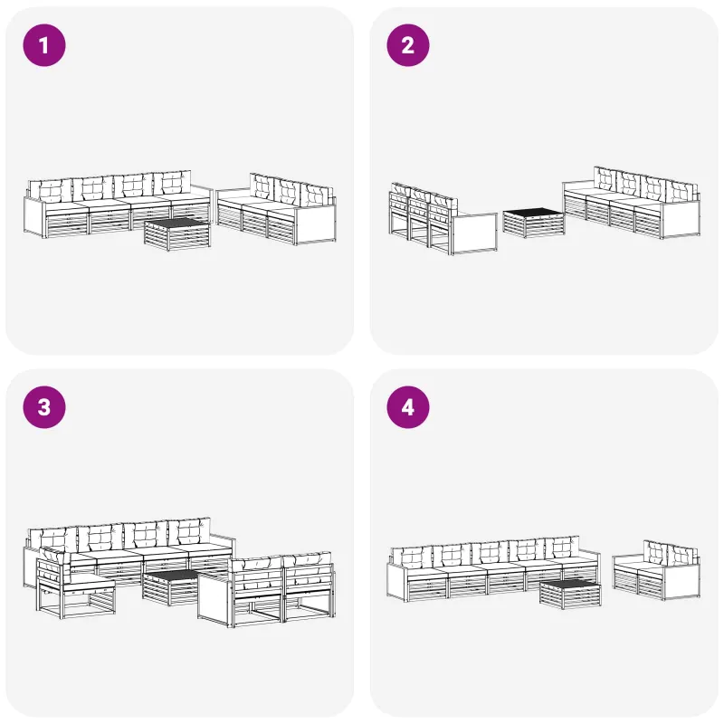 Lauko sofos komplektas 8 pcs Natūralus ir antracitas