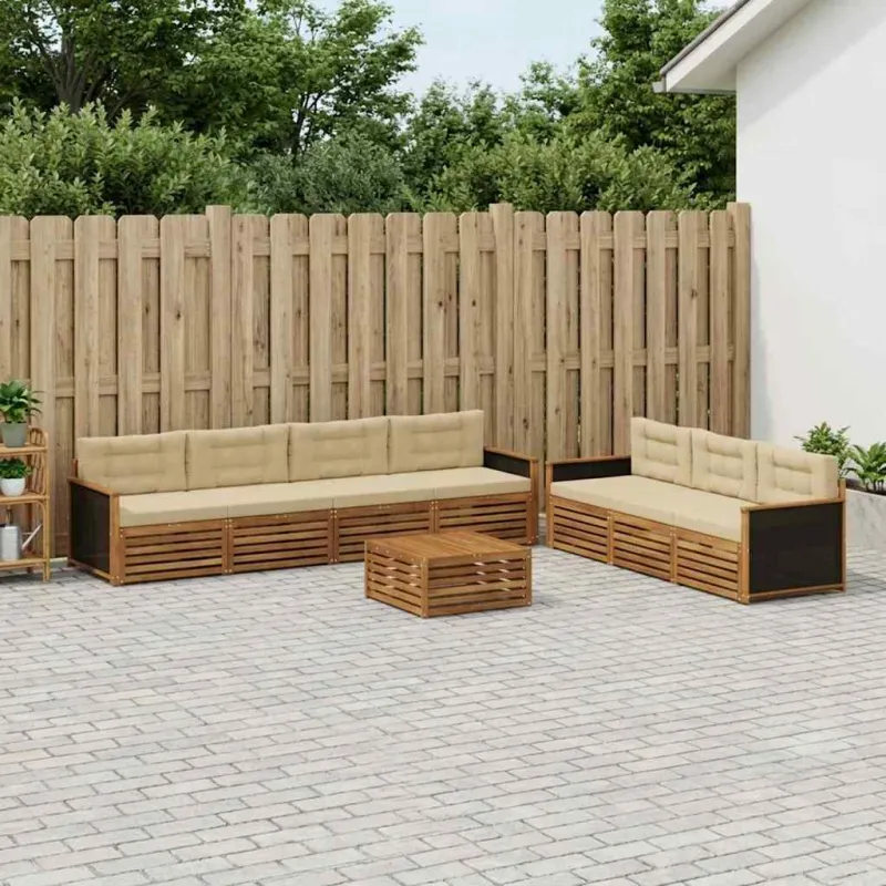 Lauko sofos komplektas 8 pcs Natūralus ir bežinis