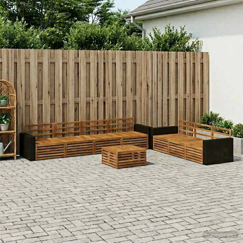 Lauko sofos komplektas 8 pcs Natūrali 79 x 79 x 37 cm
