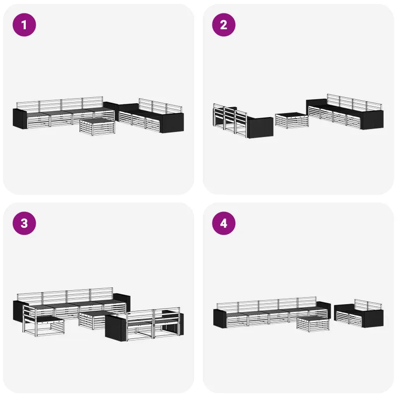 Lauko sofos komplektas 8 pcs Natūrali 79 x 79 x 37 cm