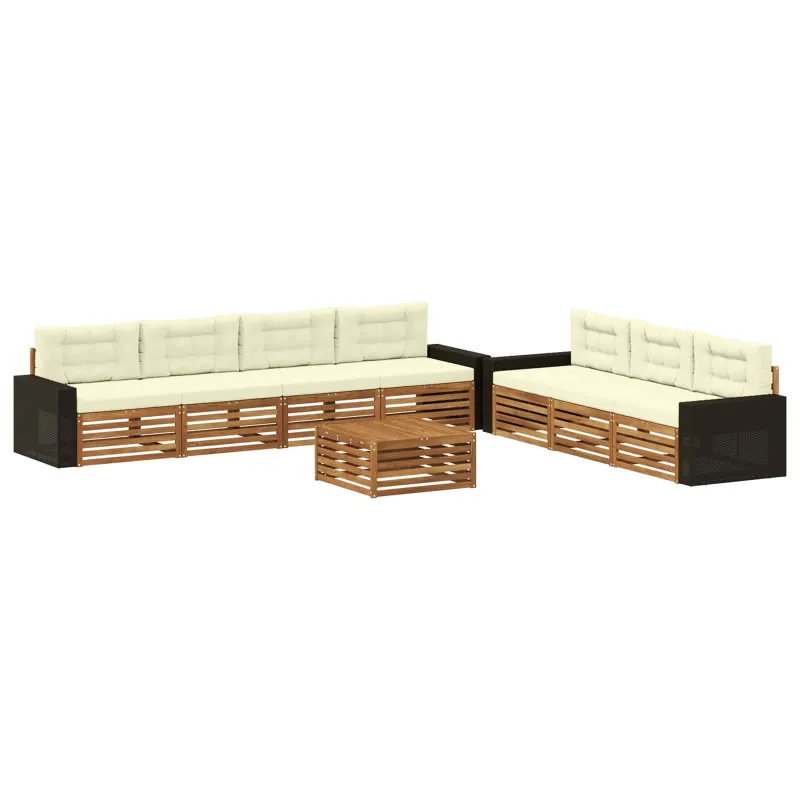Lauko sofos komplektas 8 pcs Natūralus ir grietinėlė