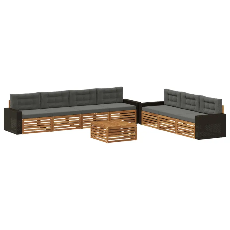 Lauko sofos komplektas 8 pcs Natūralus ir antracitas