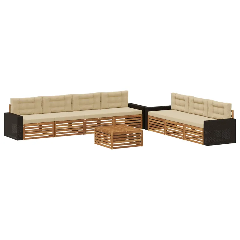 Lauko sofos komplektas 8 pcs Natūralus ir bežinis