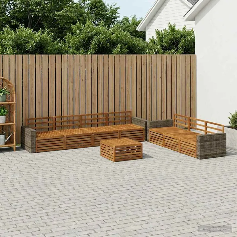 Lauko sofos komplektas 8 pcs Natūrali 79 x 79 x 37 cm