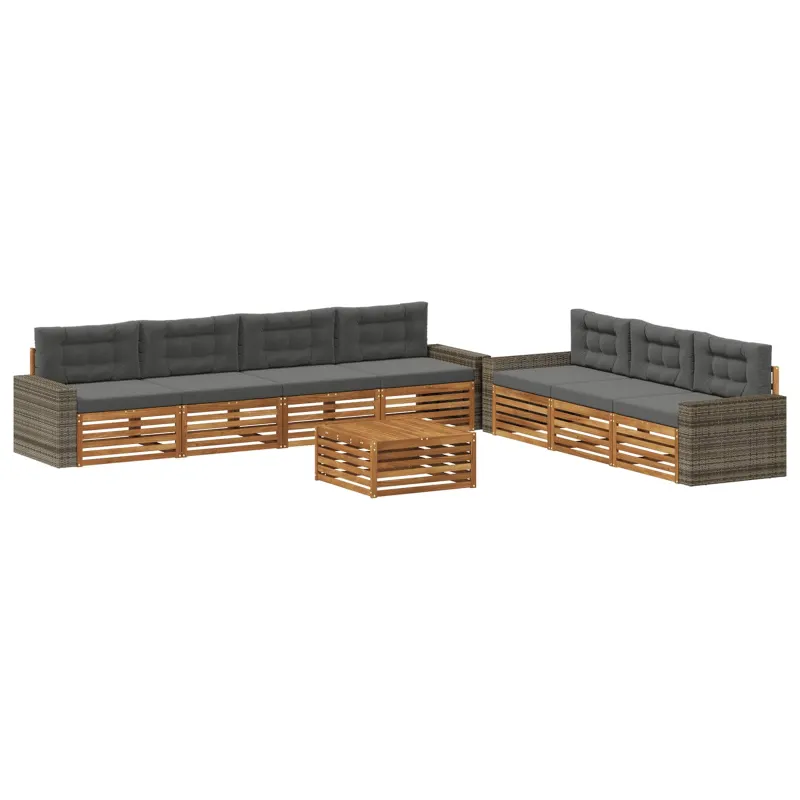 Lauko sofos komplektas 8 pcs Natūralus ir antracitas