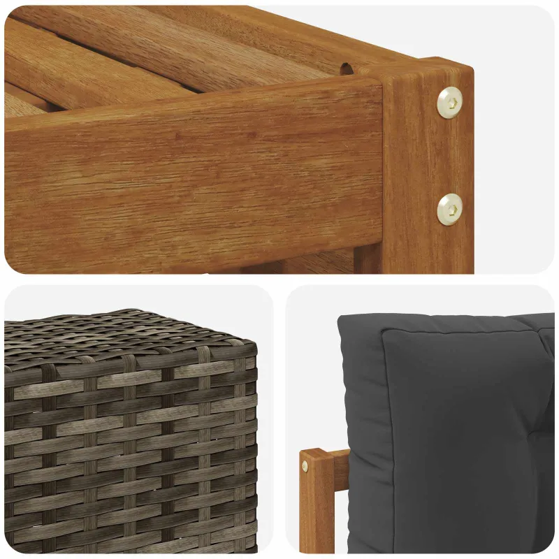 Lauko sofos komplektas 8 pcs Natūralus ir antracitas