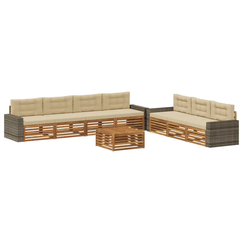 Lauko sofos komplektas 8 pcs Natūralus ir bežinis