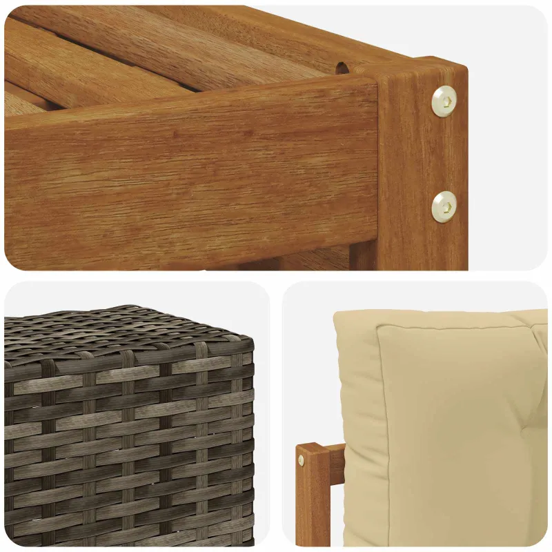 Lauko sofos komplektas 8 pcs Natūralus ir bežinis