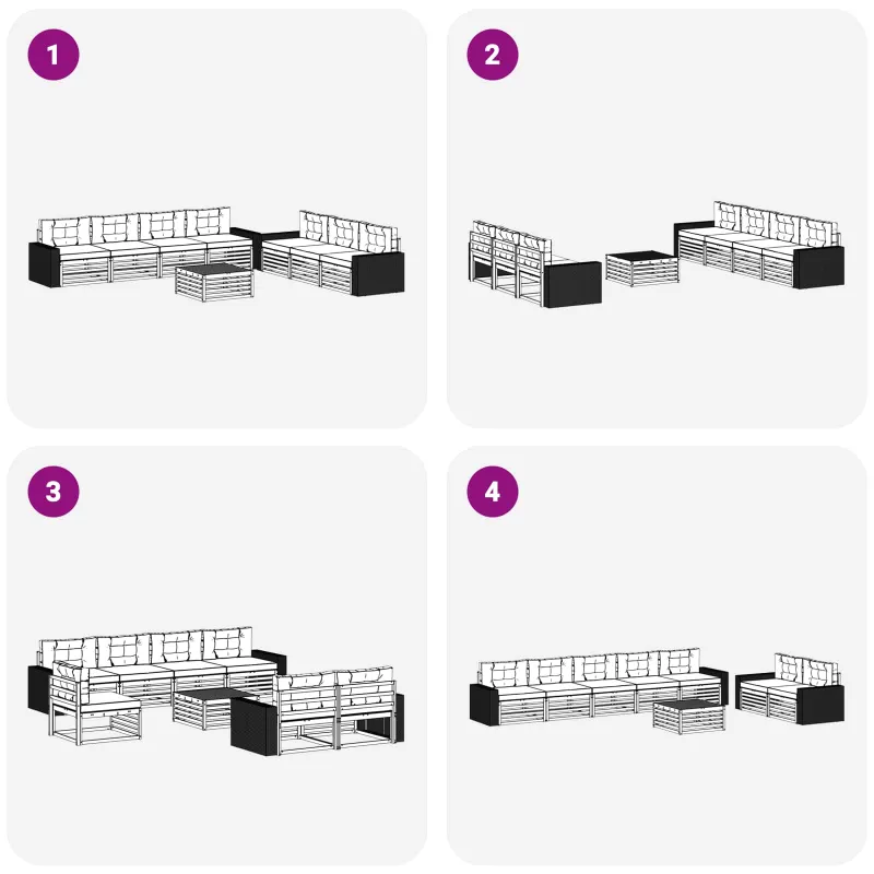 Lauko sofos komplektas 8 pcs Natūralus ir bežinis