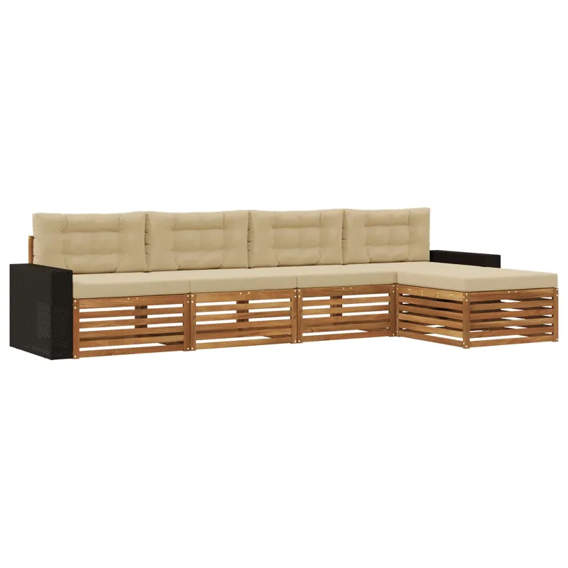 Lauko sofos komplektas 5 pcs Natūralus ir bežinis Poliesteris