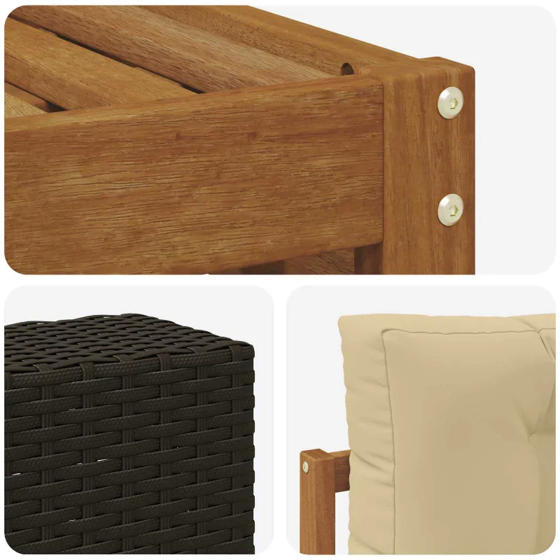 Lauko sofos komplektas 5 pcs Natūralus ir bežinis Poliesteris