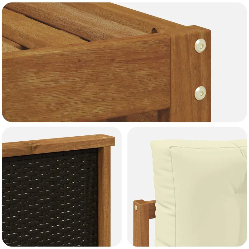 Lauko sofos komplektas 6 pcs Natūralus ir grietinėlė