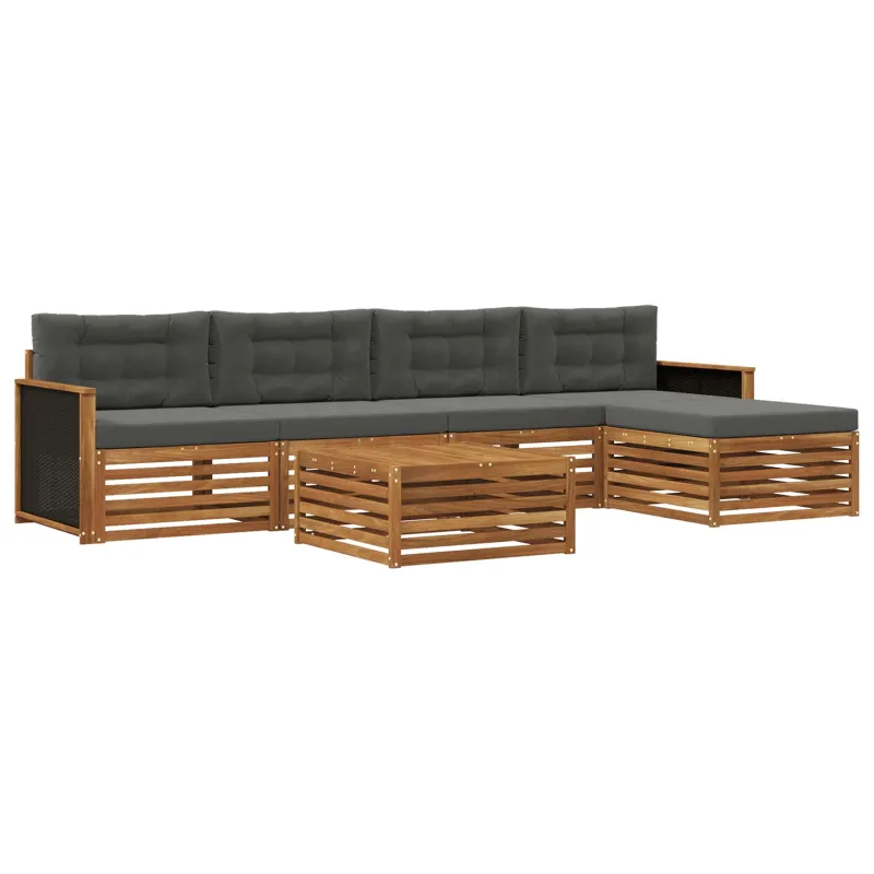 Lauko sofos komplektas 6 pcs Natūralus ir antracitas
