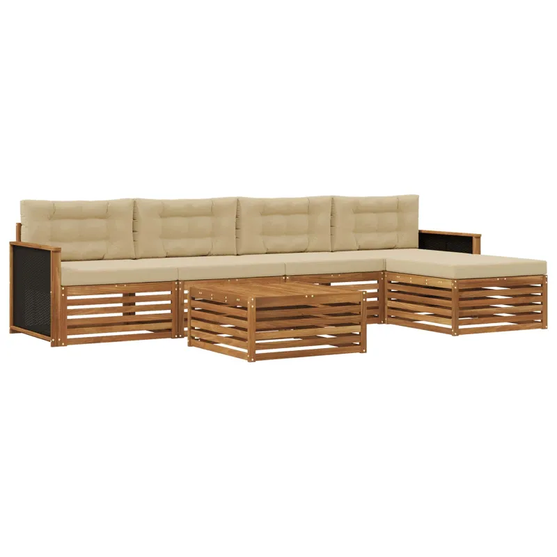 Lauko sofos komplektas 6 pcs Natūralus ir bežinis