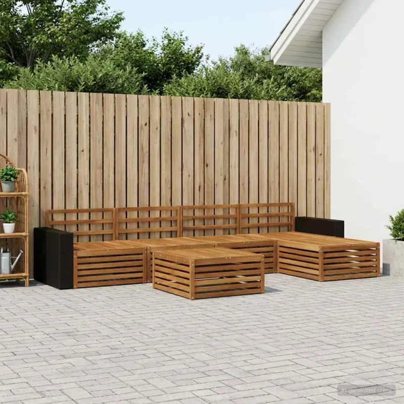Lauko sofos komplektas 6 pcs Natūrali 79 x 79 x 37 cm