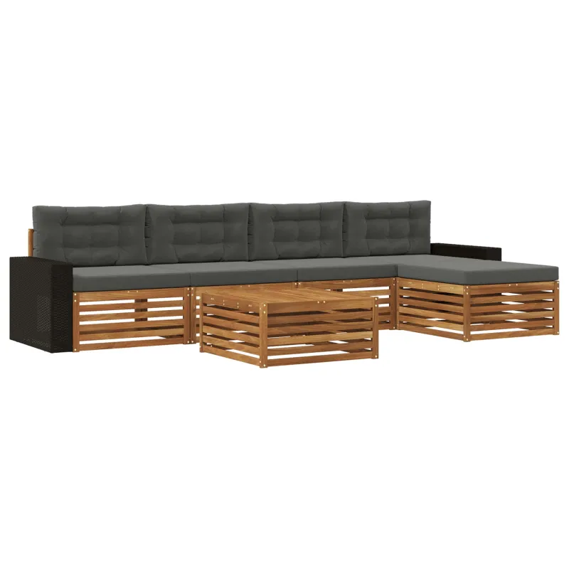 Lauko sofos komplektas 6 pcs Natūralus ir antracitas