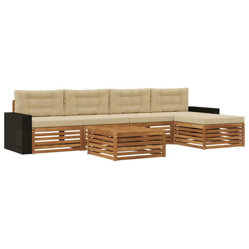 Lauko sofos komplektas 6 pcs Natūralus ir bežinis