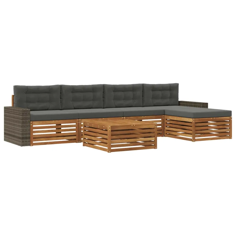 Lauko sofos komplektas 6 pcs Natūralus ir antracitas