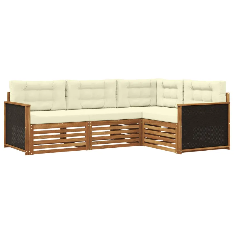 Lauko sofos komplektas 4 pcs Natūralus ir grietinėlė