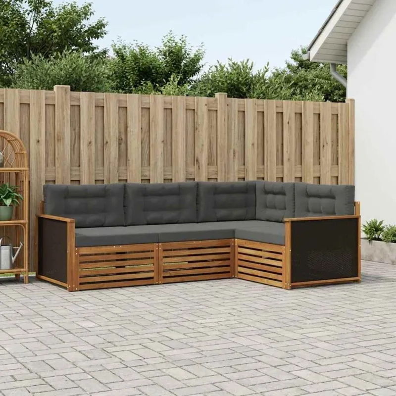 Lauko sofos komplektas 4 pcs Natūralus ir antracitas