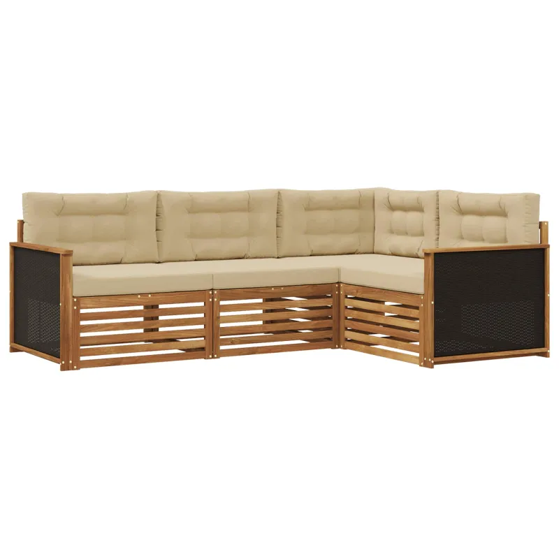 Lauko sofos komplektas 4 pcs Natūralus ir bežinis