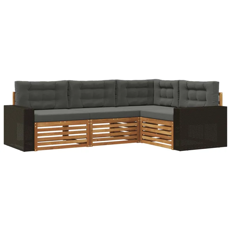 Lauko sofos komplektas 4 pcs Natūralus ir antracitas