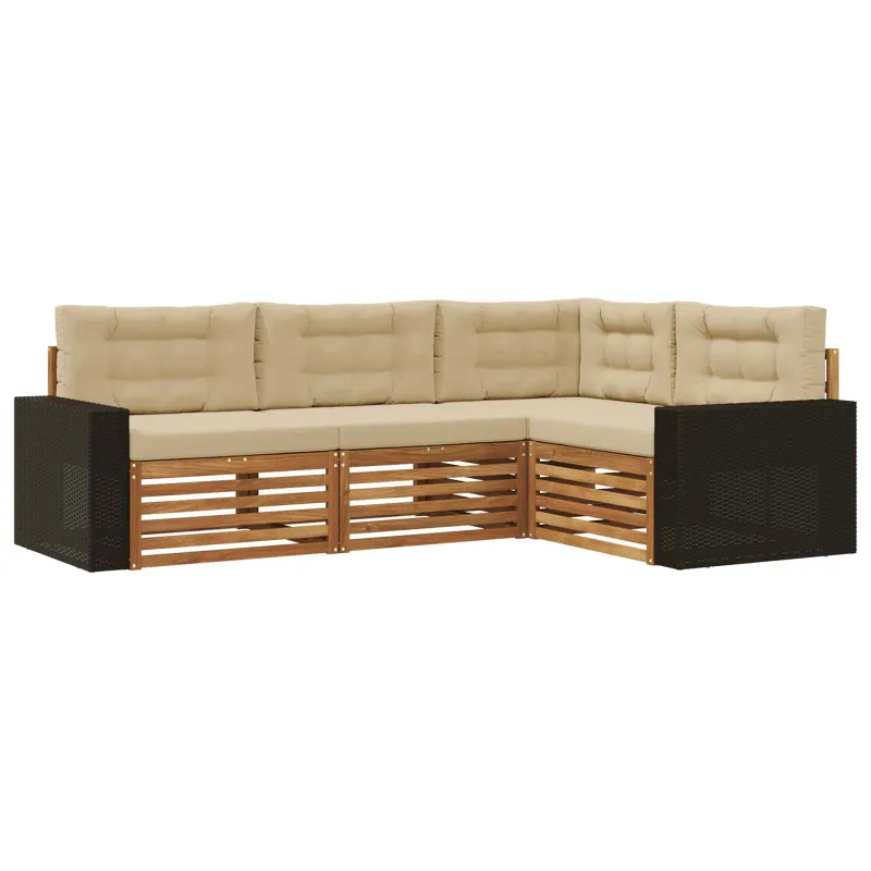 Lauko sofos komplektas 4 pcs Natūralus ir bežinis