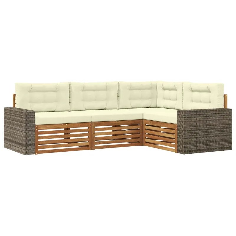 Lauko sofos komplektas 4 pcs Natūralus ir grietinėlė