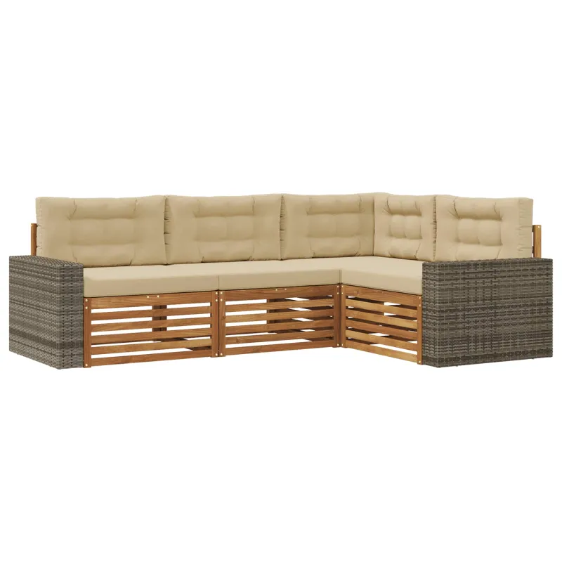 Lauko sofos komplektas 4 pcs Natūralus ir bežinis