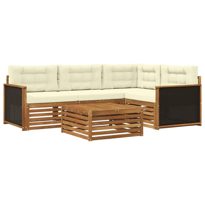 Lauko sofos komplektas 5 pcs Natūralus ir grietinėlė