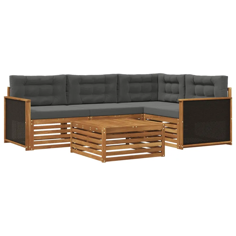 Lauko sofos komplektas 5 pcs Natūralus ir antracitas