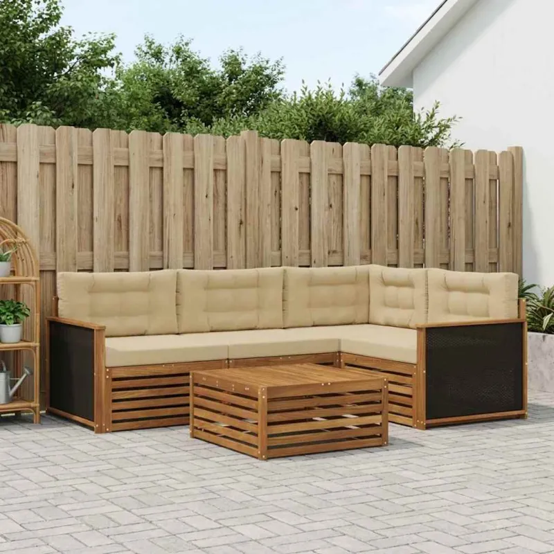 Lauko sofos komplektas 5 pcs Natūralus ir bežinis