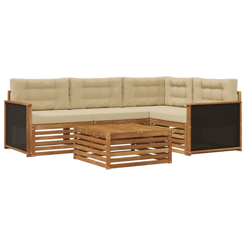 Lauko sofos komplektas 5 pcs Natūralus ir bežinis
