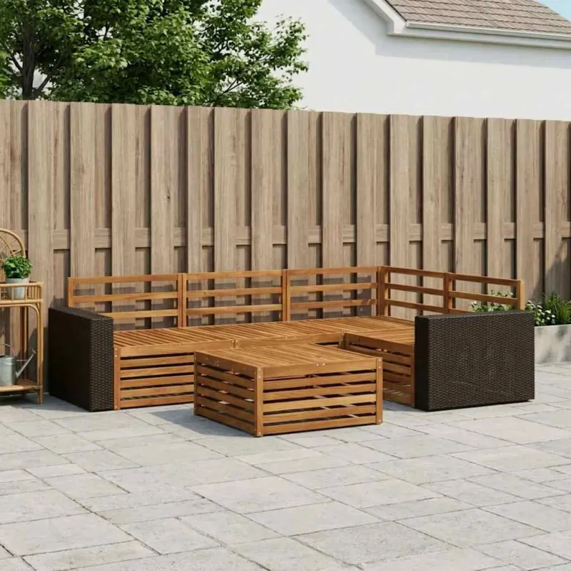 Lauko sofos komplektas 5 pcs Natūrali 79 x 79 x 37 cm